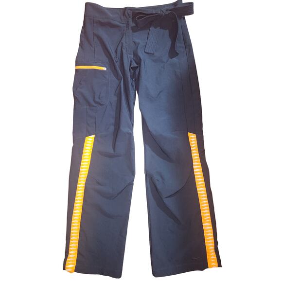 NIKE Y2K Blue and Gold/Orange Tie Belt Zipper Fly Track Pants, RARE, Small - Picture 1 of 7